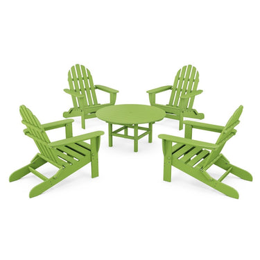 POLYWOOD Classic Folding Adirondack 5-Piece Conversation Group - Lime